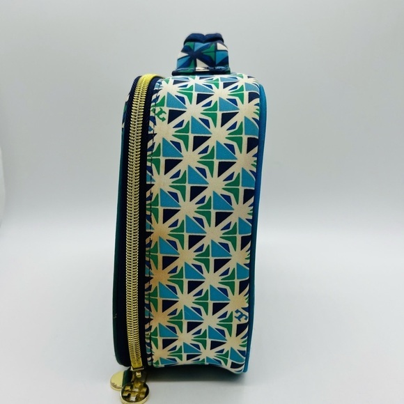 TORY BURCH TARGET BLUE GEOMETRIC STYLE ZIPPERED LUNCHBOX - Picture 3 of 15